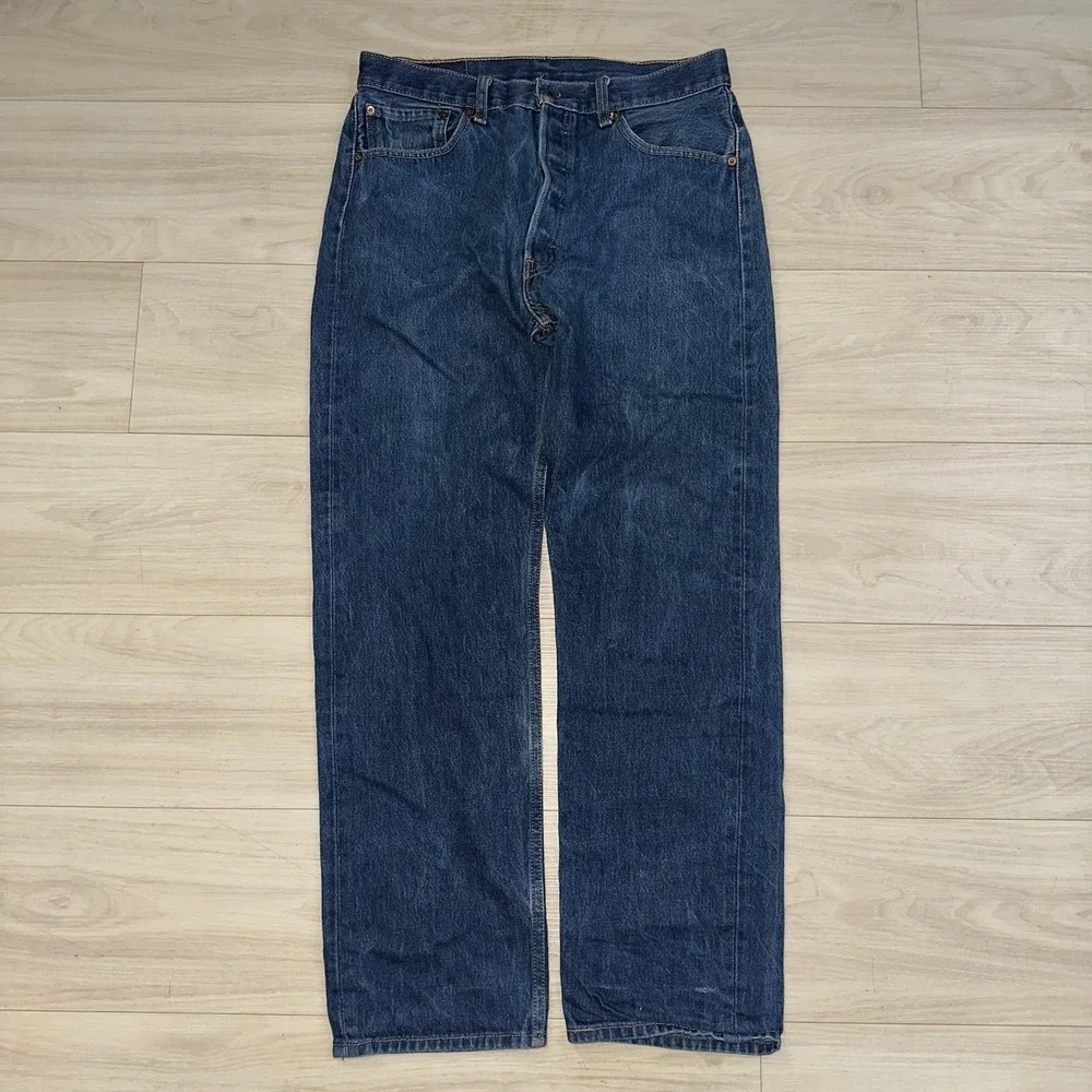 Vintage Levis 501 Jeans Mens 34x34 (Fits 32x31) Dark Wash Button Fly 90s Whisker